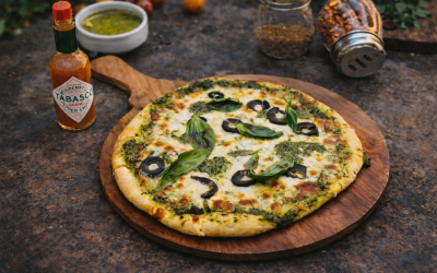 Pesto Olive Pizza